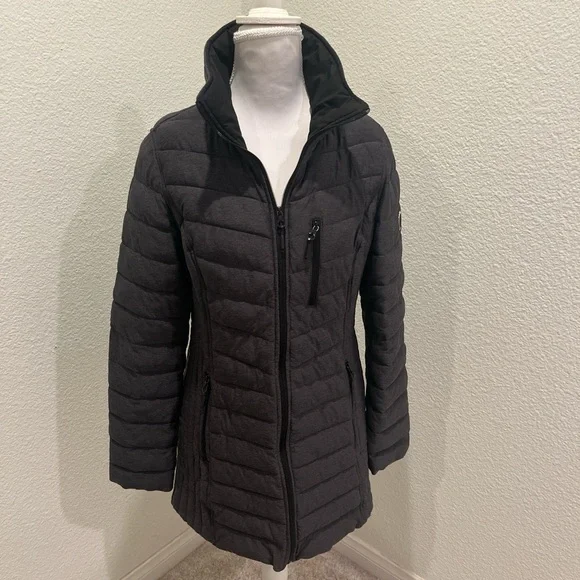 NAUTICA Women's Charcoal Hooded Puffer Coat - Picture 5 of 6